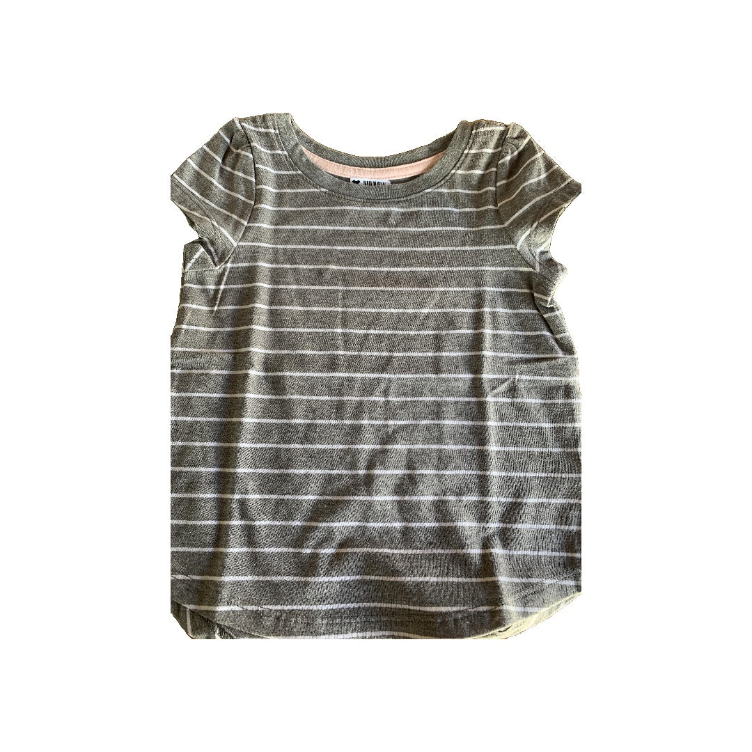 Cat & Jack Girls White | Grey | Stripe Shirt Size: 2T White | Grey | Stripe