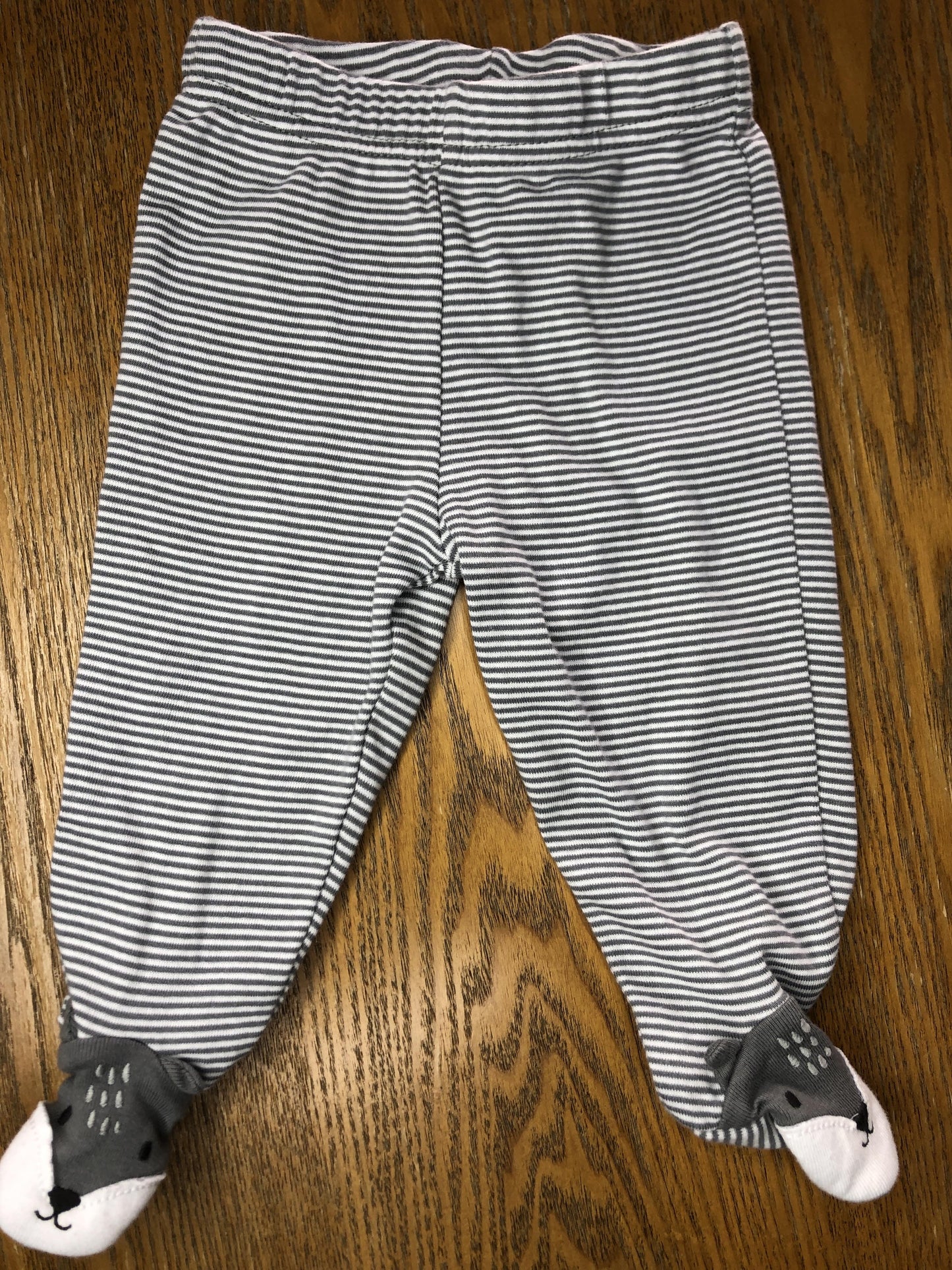 Carters Unisex White | Grey | Striped Pants Size: 6 months White | Grey | Striped