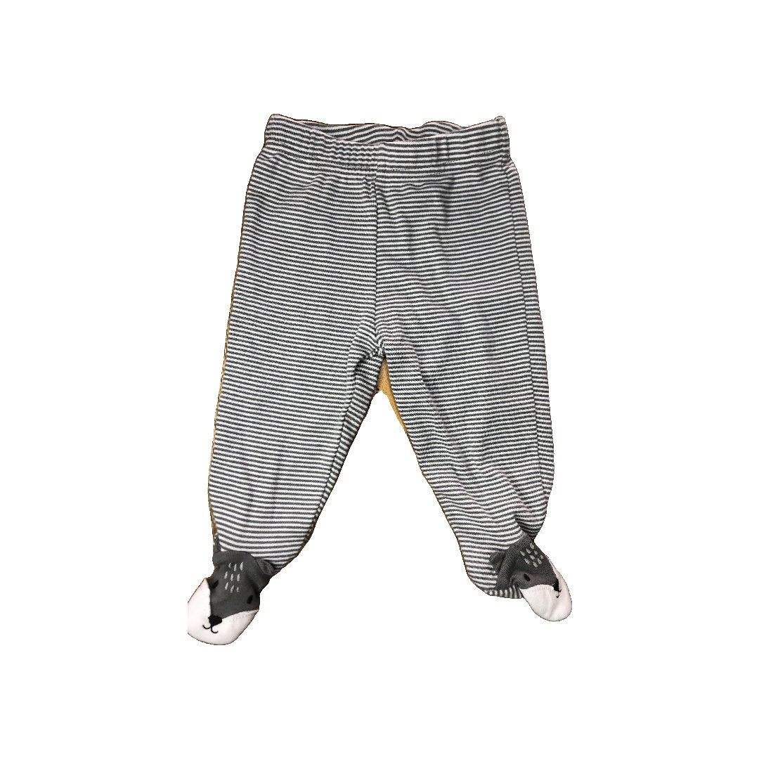 Carters Unisex White | Grey | Striped Pants Size: 6 months White | Grey | Striped