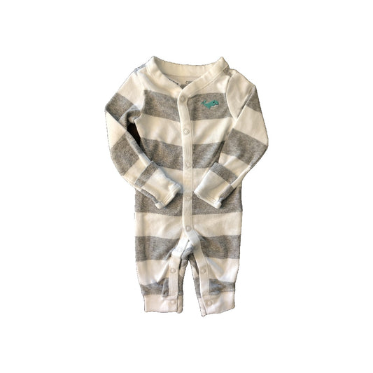 Carters Girls White | Grey | Striped Long Sleeve Outfit Size: Newborn White | Grey | Striped