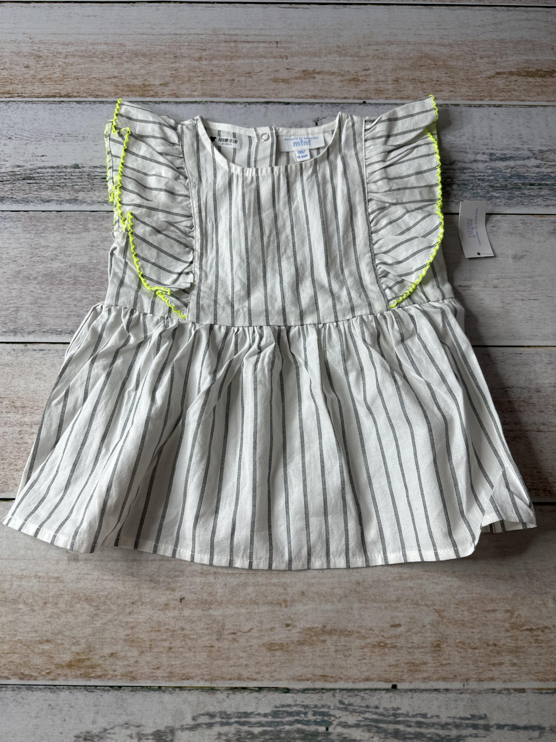 Rockets of Awesome Girls White | grey stripes Dress Size: 18-24 months White | grey stripes