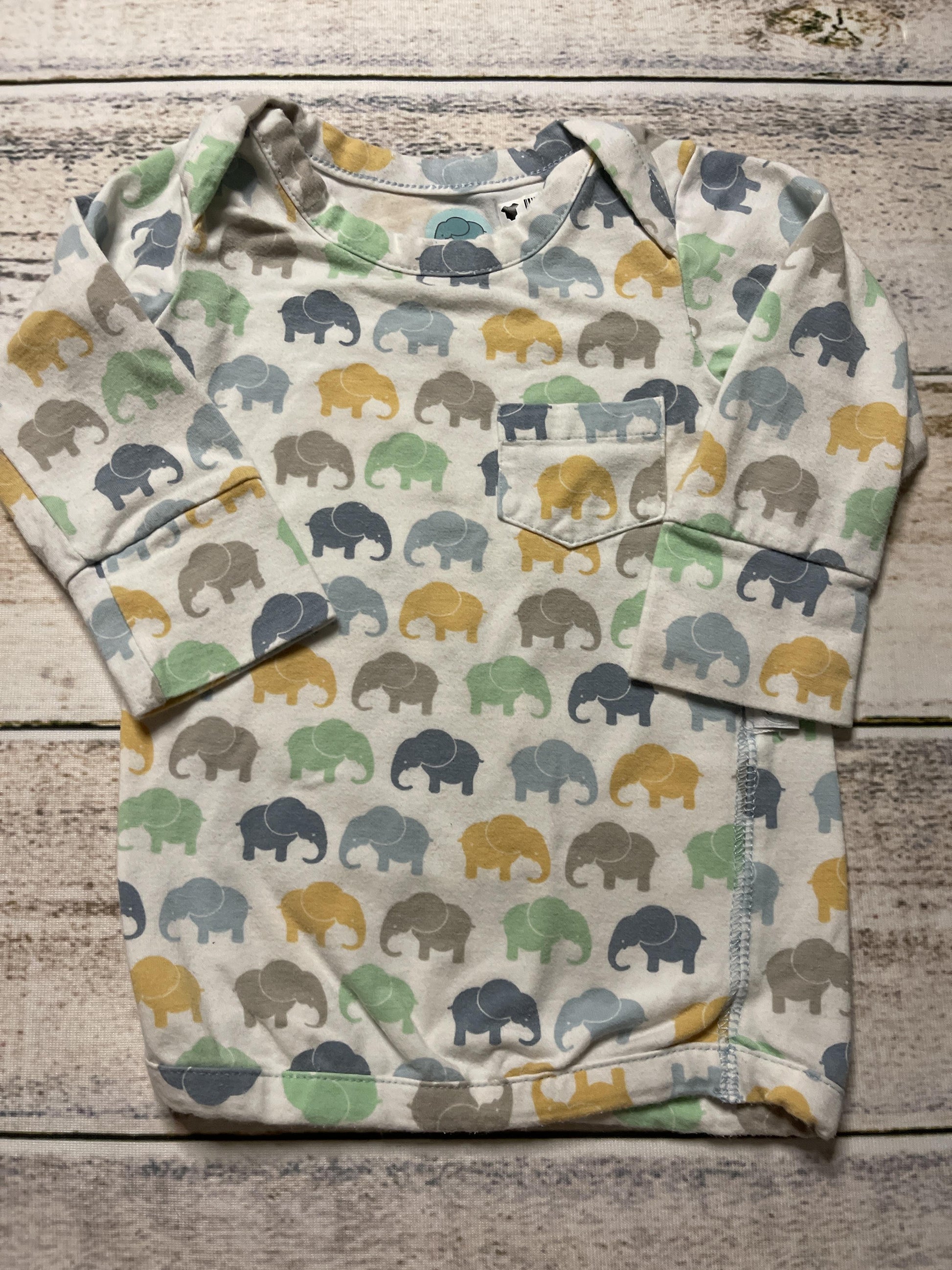 Elephant Moon Unisex White | Grey | Yellow | light green | Light Blue | Navy Blue Long Sleeve T-Shirt Size: 18-24 months White | Grey | Yellow | light green | Light Blue | Navy Blue