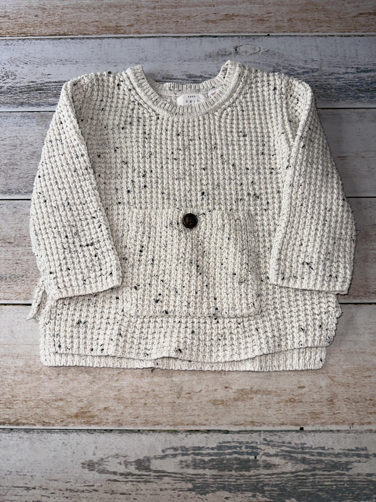 Zara Unisex White | Grey Sweater Size: 18-24 months White | Grey