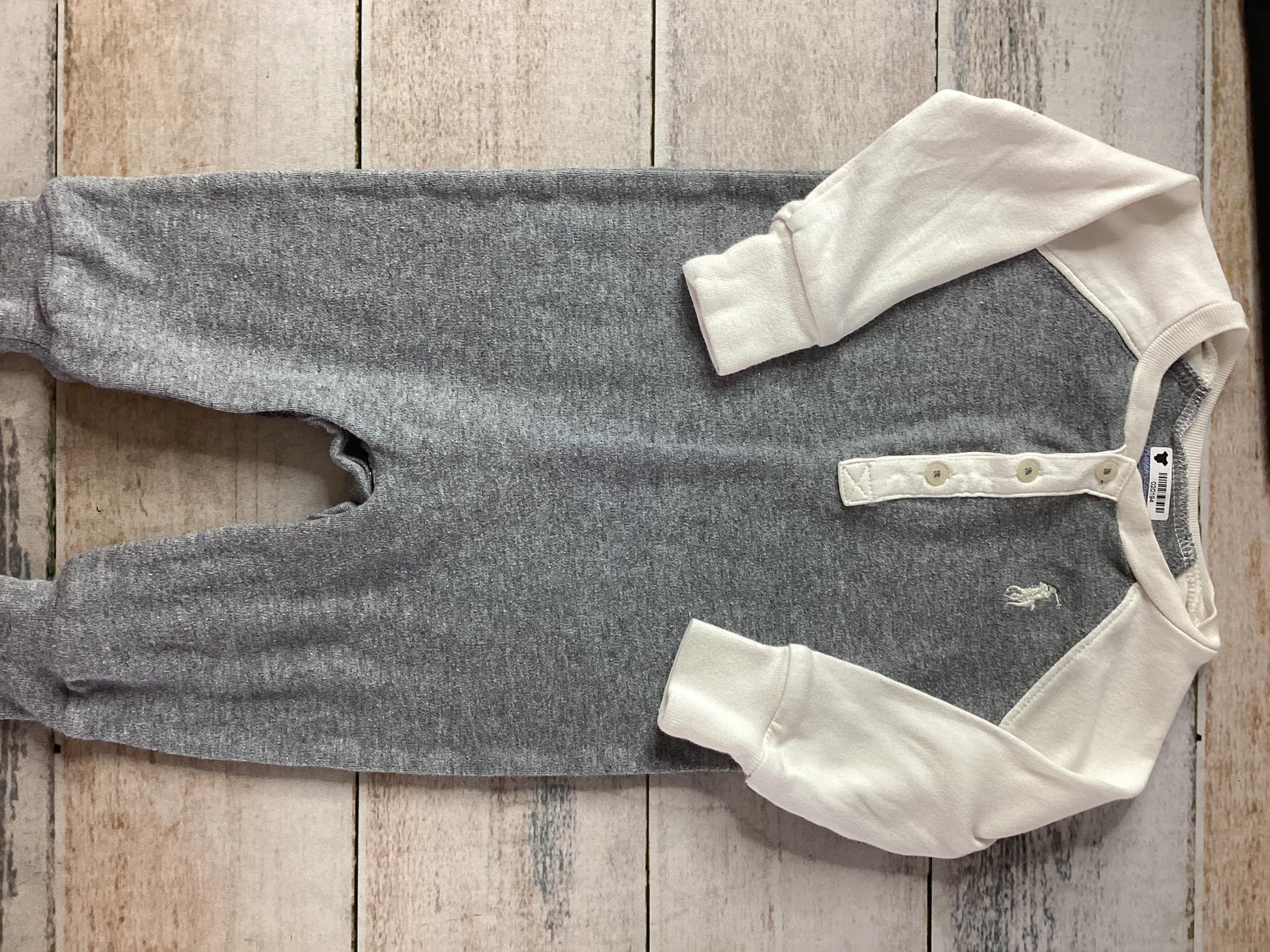 Ralph Lauren Unisex White | Grey Button Down Short Sleeve Size: 3-6 months White | Grey