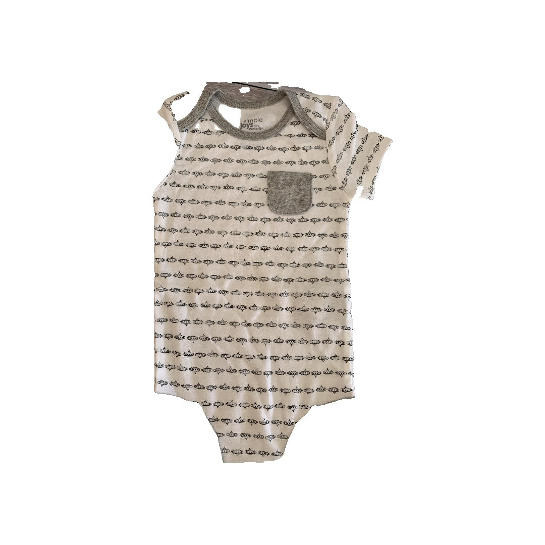 Carters Boys White | Grey Onesie Size: 3-6 months White | Grey