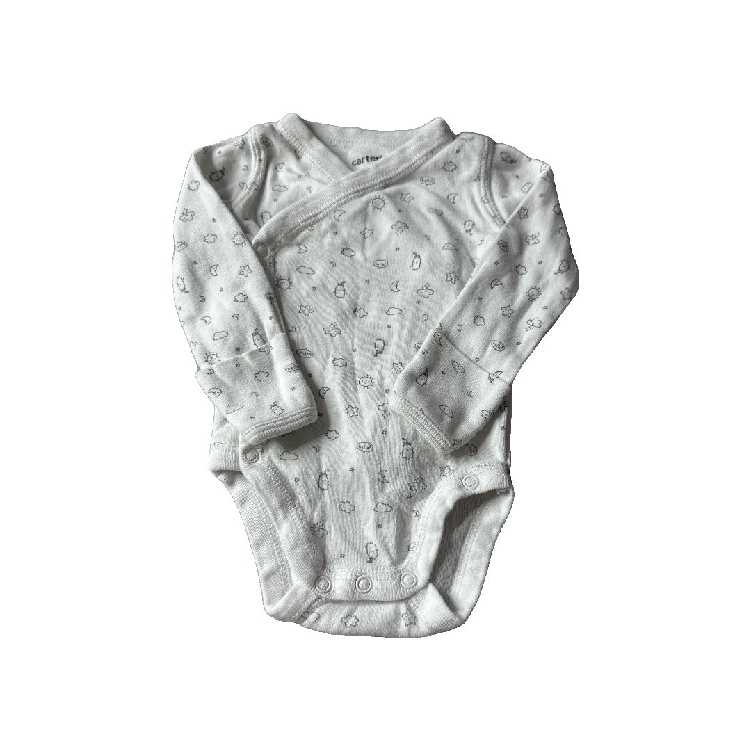 Carters Unisex White | Grey Onesie Size: Newborn White | Grey