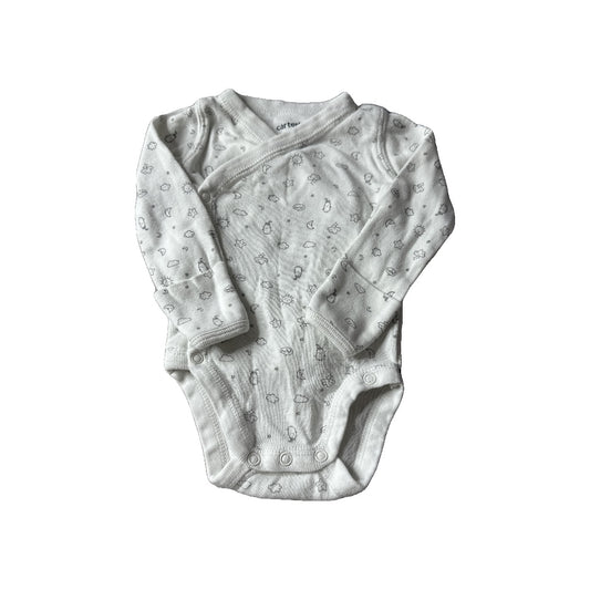 Carters Unisex White | Grey Onesie Size: Newborn White | Grey