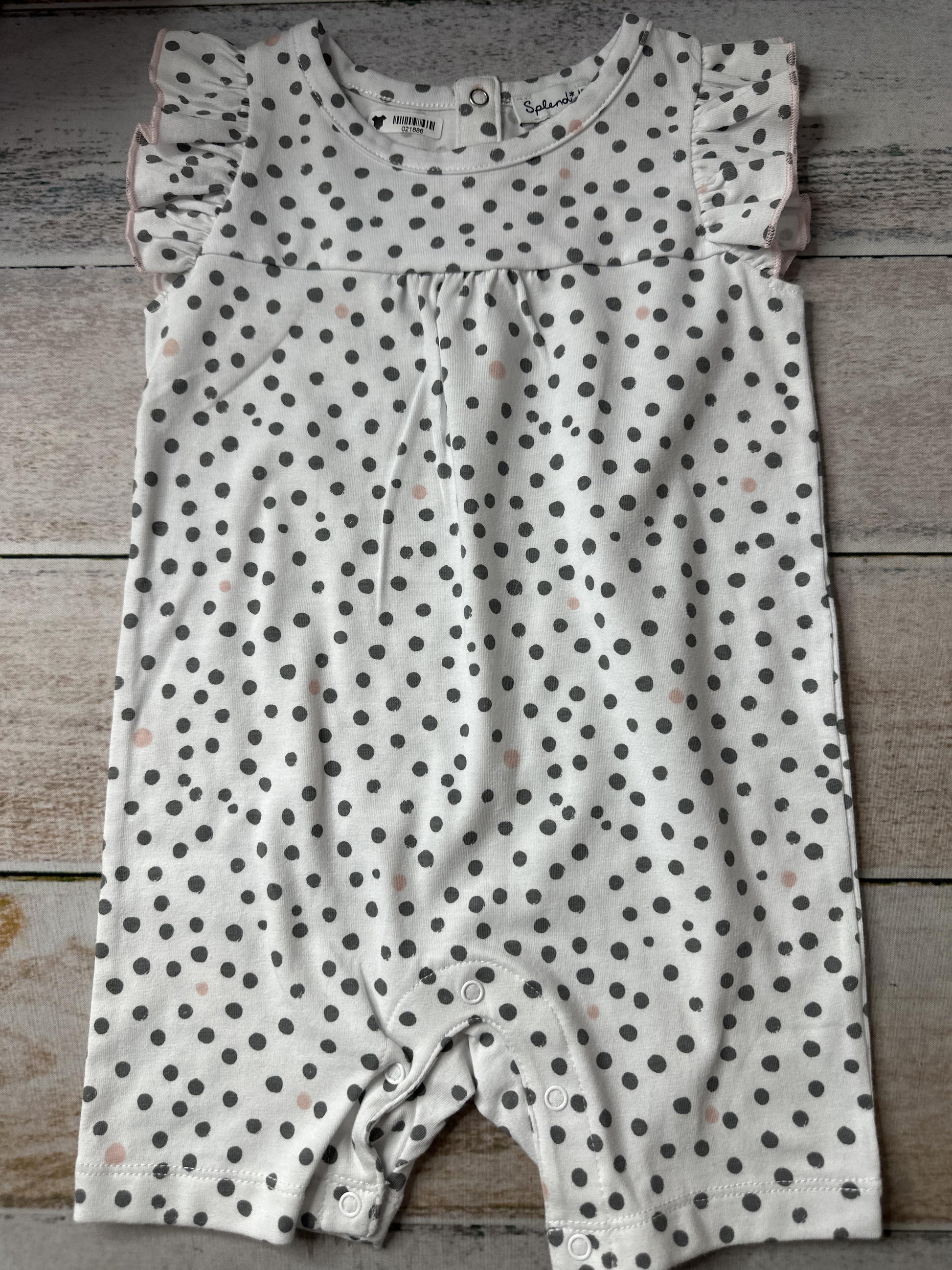 Splendid Unisex White | Grey Romper Size: 12-18 months White | Grey