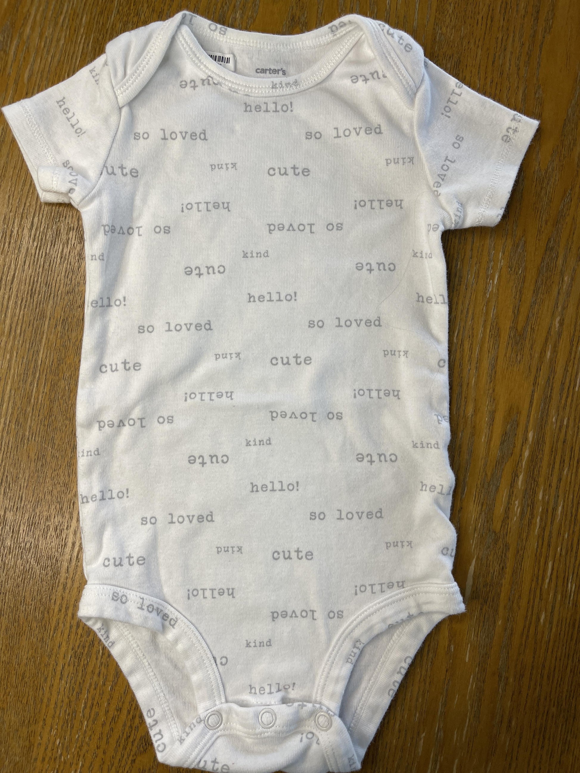 Carters Girls White | Grey Onesie Size: 12 months White | Grey