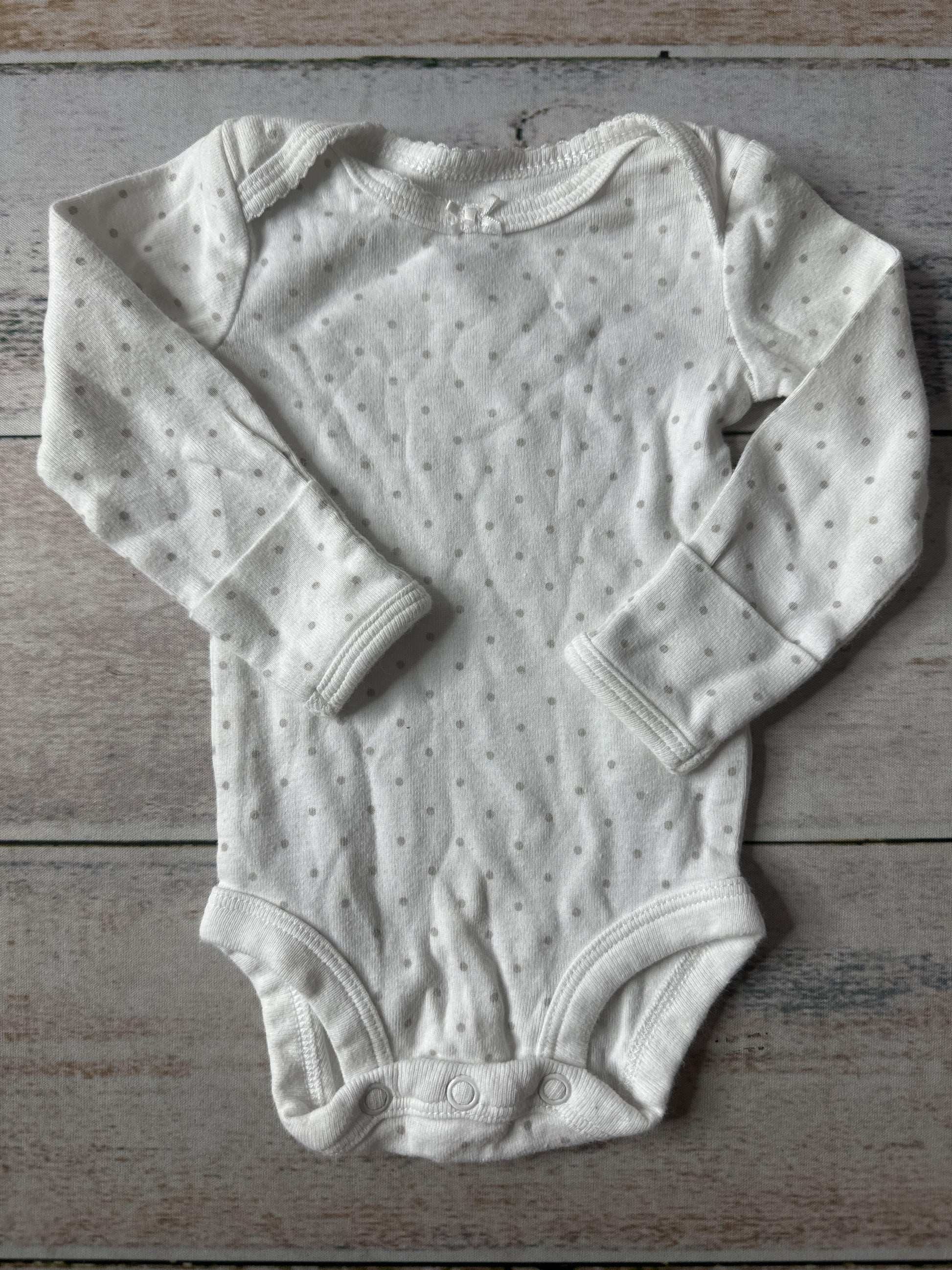 Carters Girls White | Grey Onesie Size: Newborn White | Grey