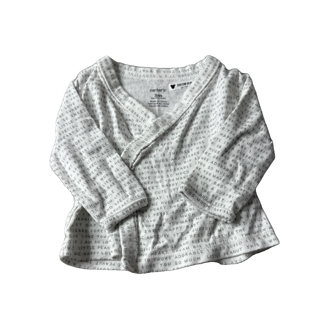 Carters Unisex White | Grey Shirt Size: 0-3 months White | Grey