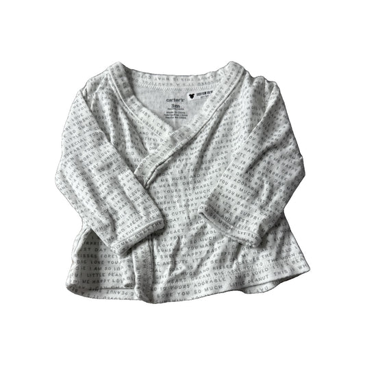 Carters Unisex White | Grey Shirt Size: 0-3 months White | Grey