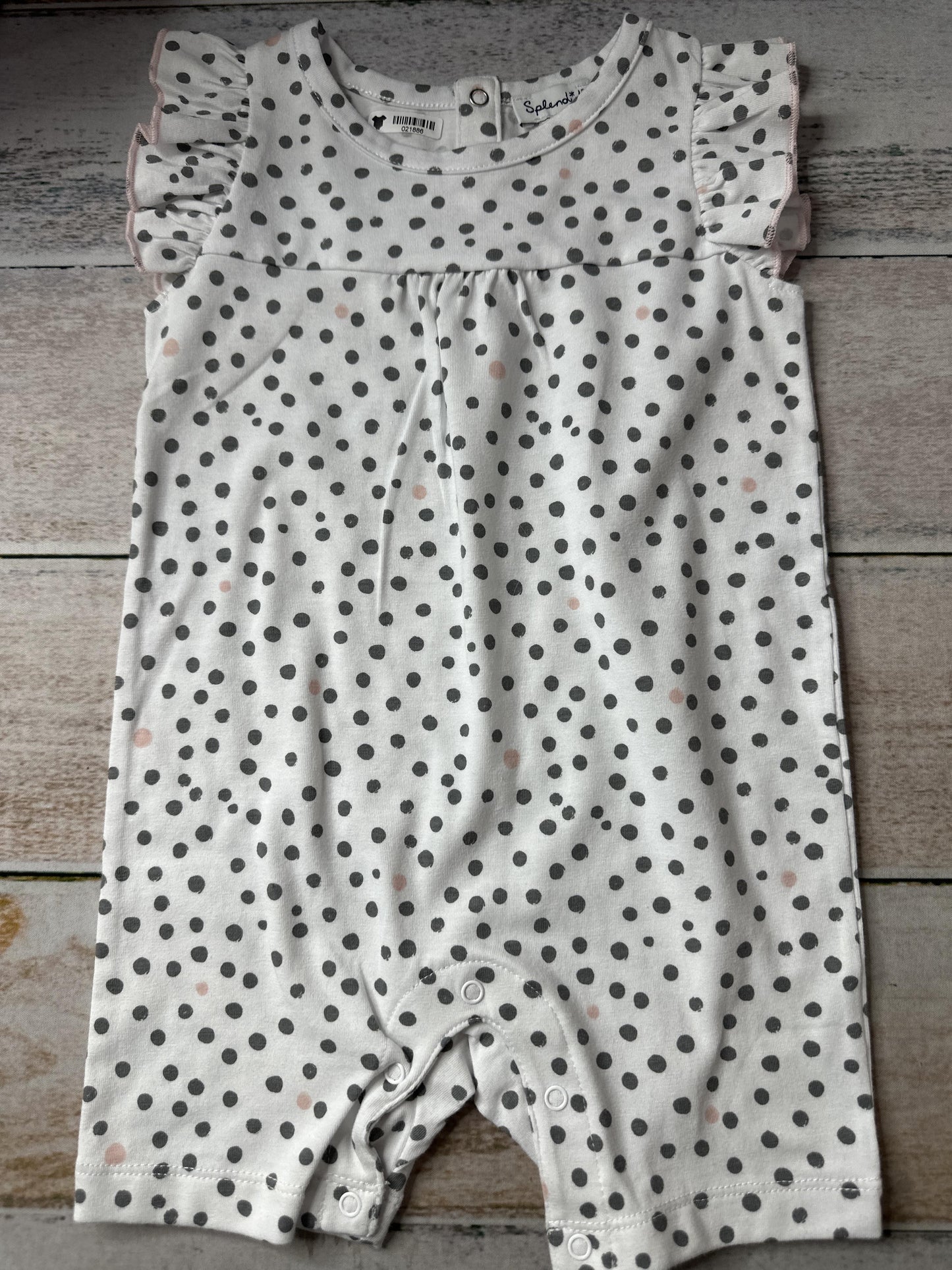 Splendid Unisex White | Grey Romper Size: 12-18 months White | Grey