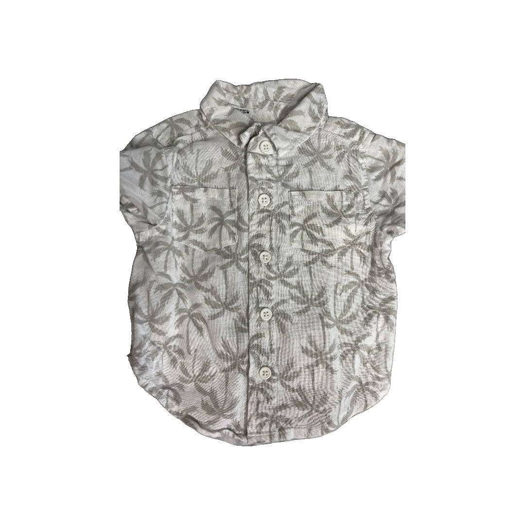 Baby8 Boys White | Grey Button Down Short Sleeve Size: 3-6 months White | Grey