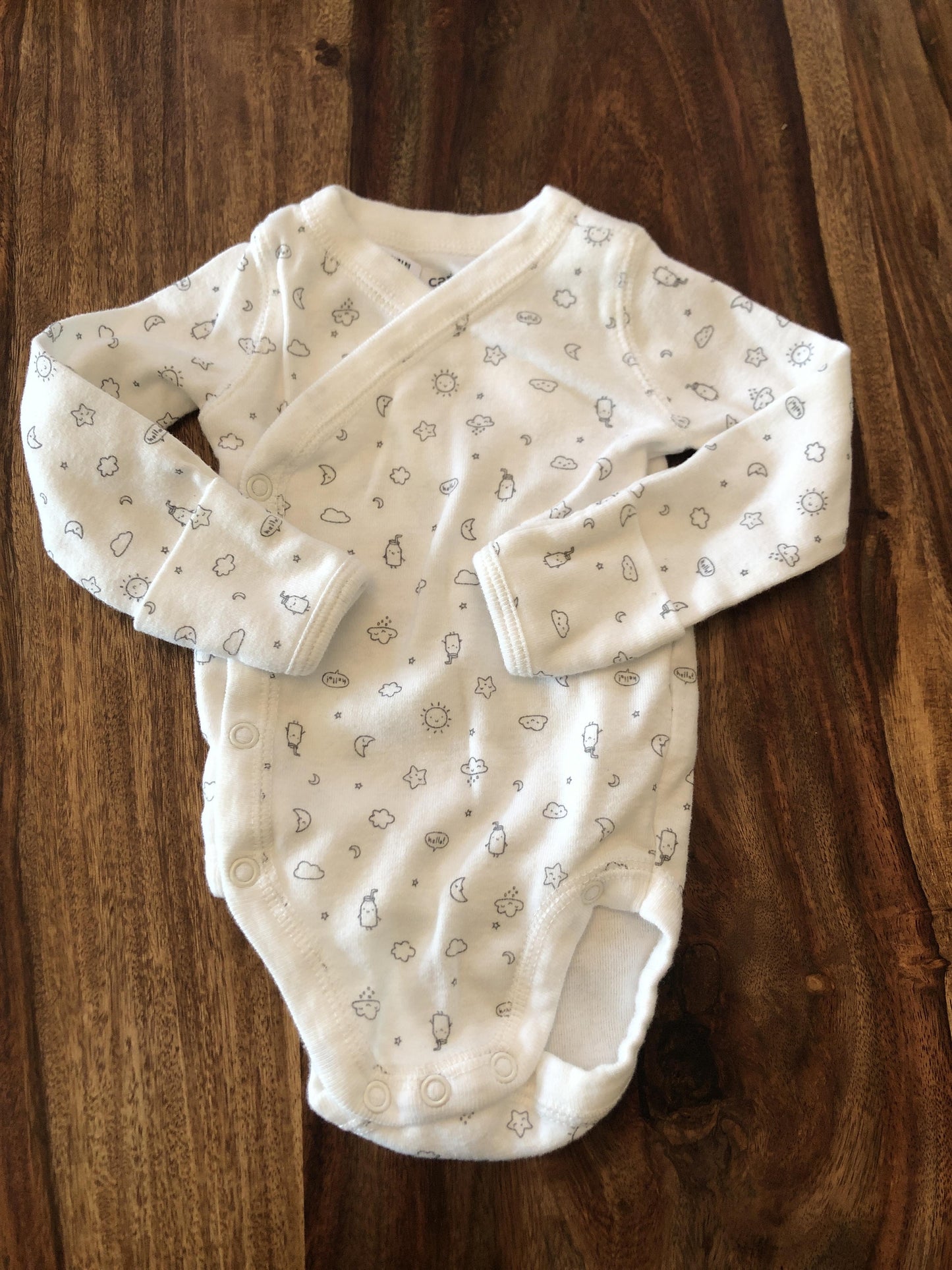 Carters Girls White | Grey Onesie Size: Newborn White | Grey