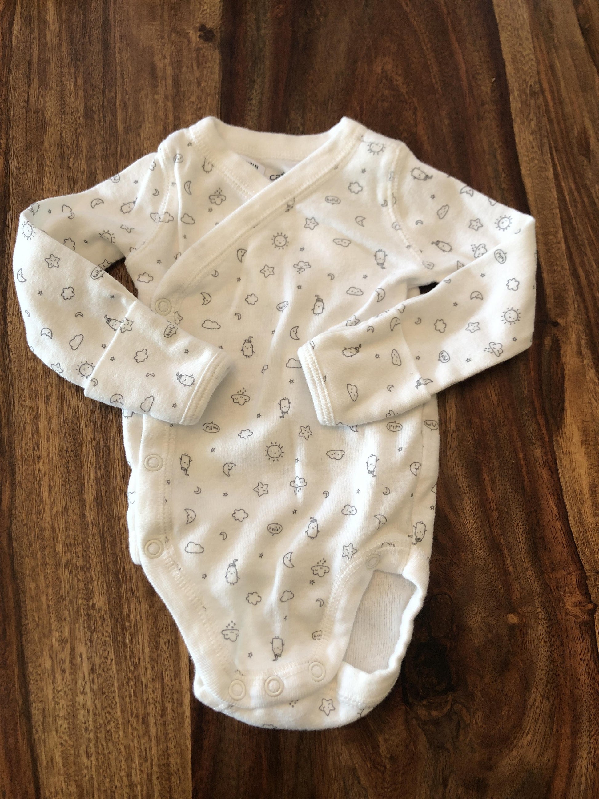 Carters Girls White | Grey Onesie Size: Newborn White | Grey