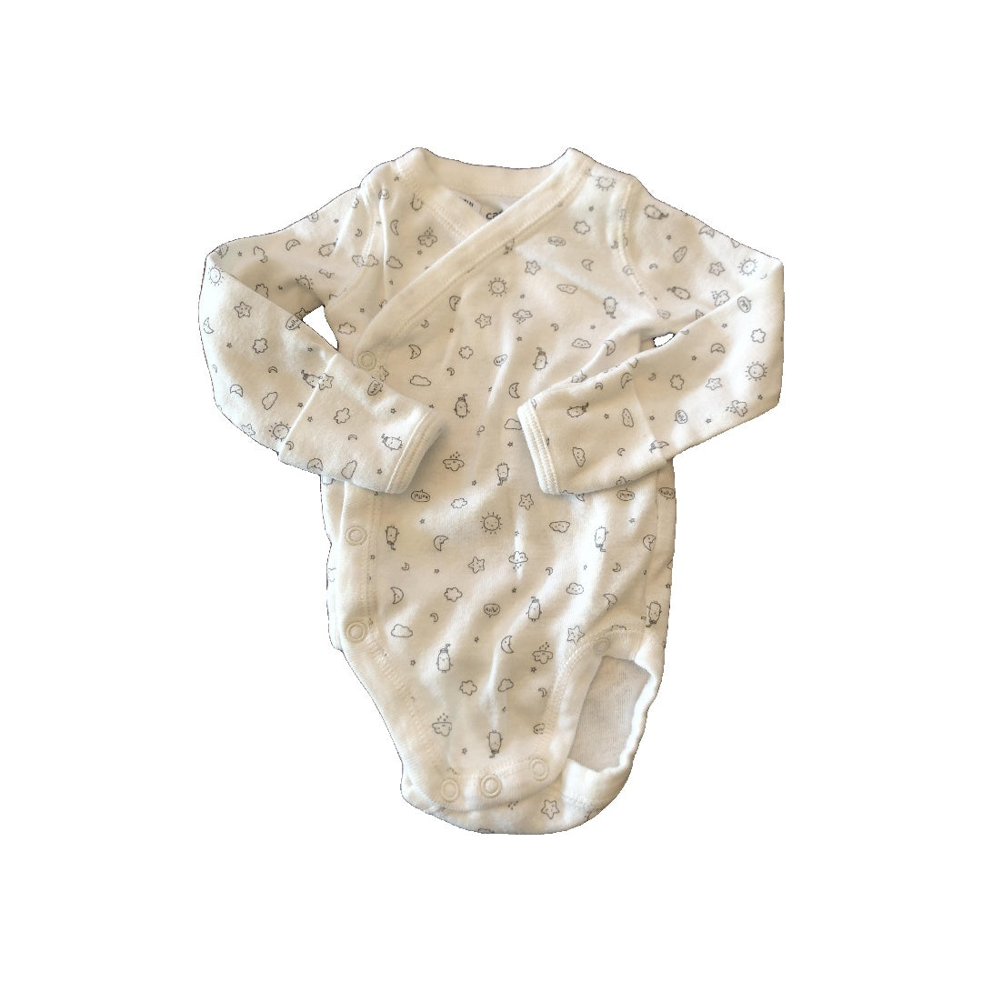 Carters Girls White | Grey Onesie Size: Newborn White | Grey