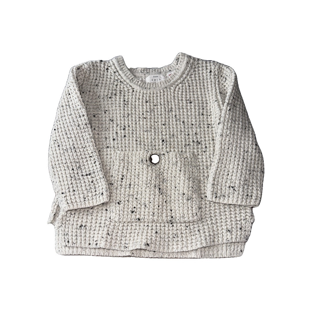 Zara Unisex White | Grey Sweater Size: 18-24 months White | Grey