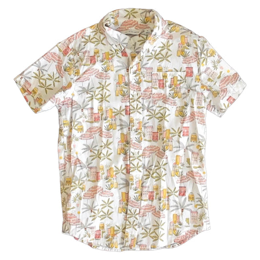 Janie and Jack Boys White Hawaii Button Down Short Sleeve Size: 10 Years White Hawaii