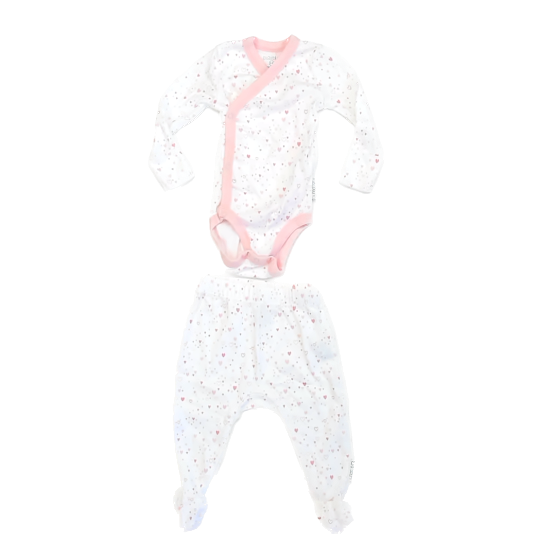 Butterblu Girls White Hearts Apparel Sets Size: 3-6 Months White Hearts