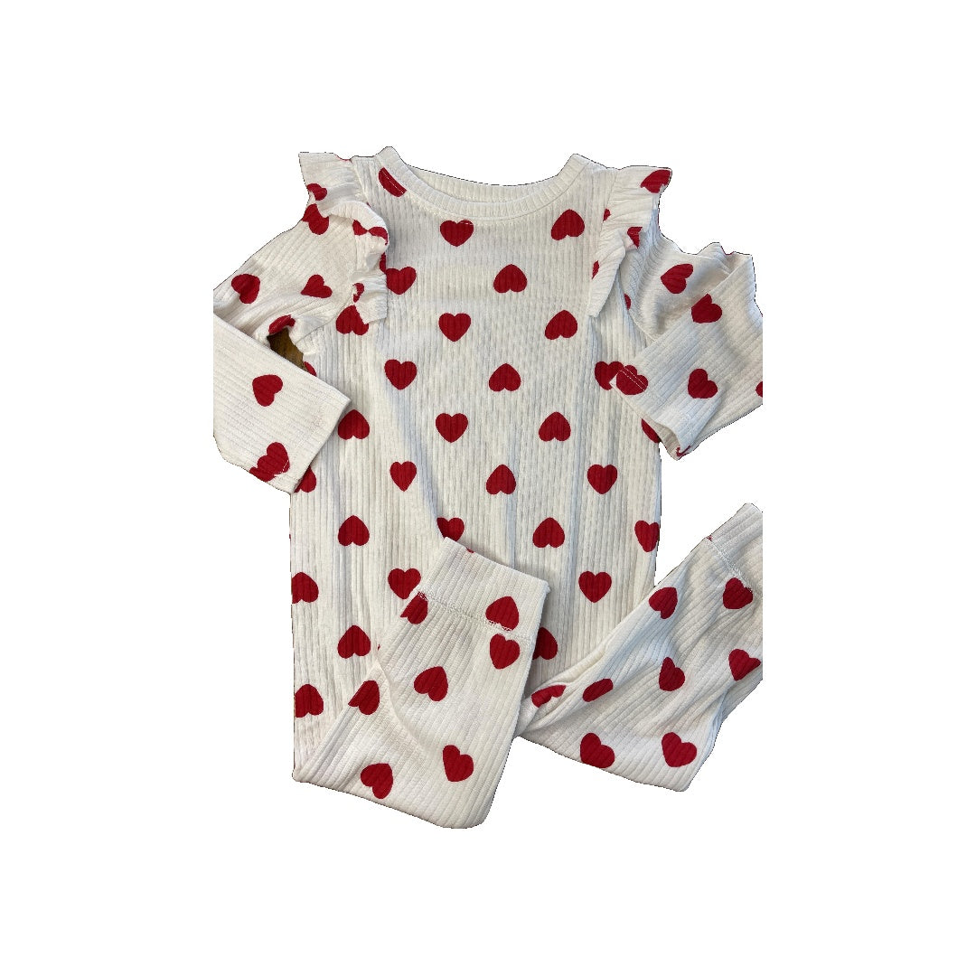 Cat & Jack Girls White | Hearts Long Sleeve Outfit Size: 6-9 months White | Hearts
