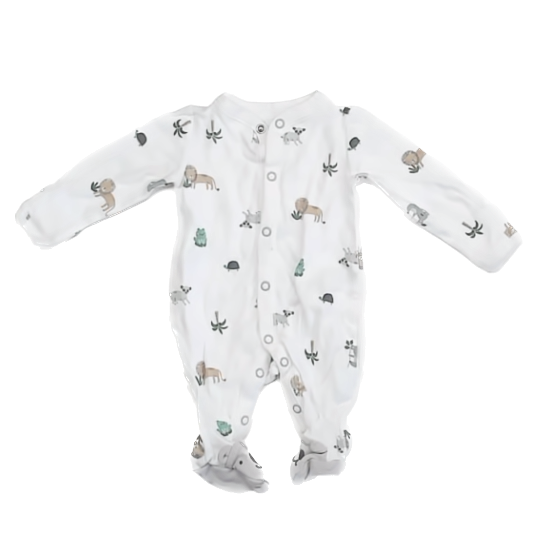 Carter's Boys White | Jungle 1-piece footed Pajamas Size: Newborn White | Jungle
