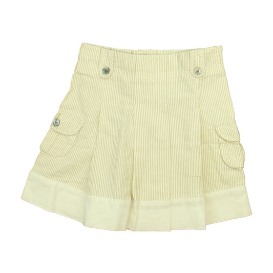 Jacadi Girls White | Khaki Stripe Skirt Size: 8 Years White | Khaki Stripe