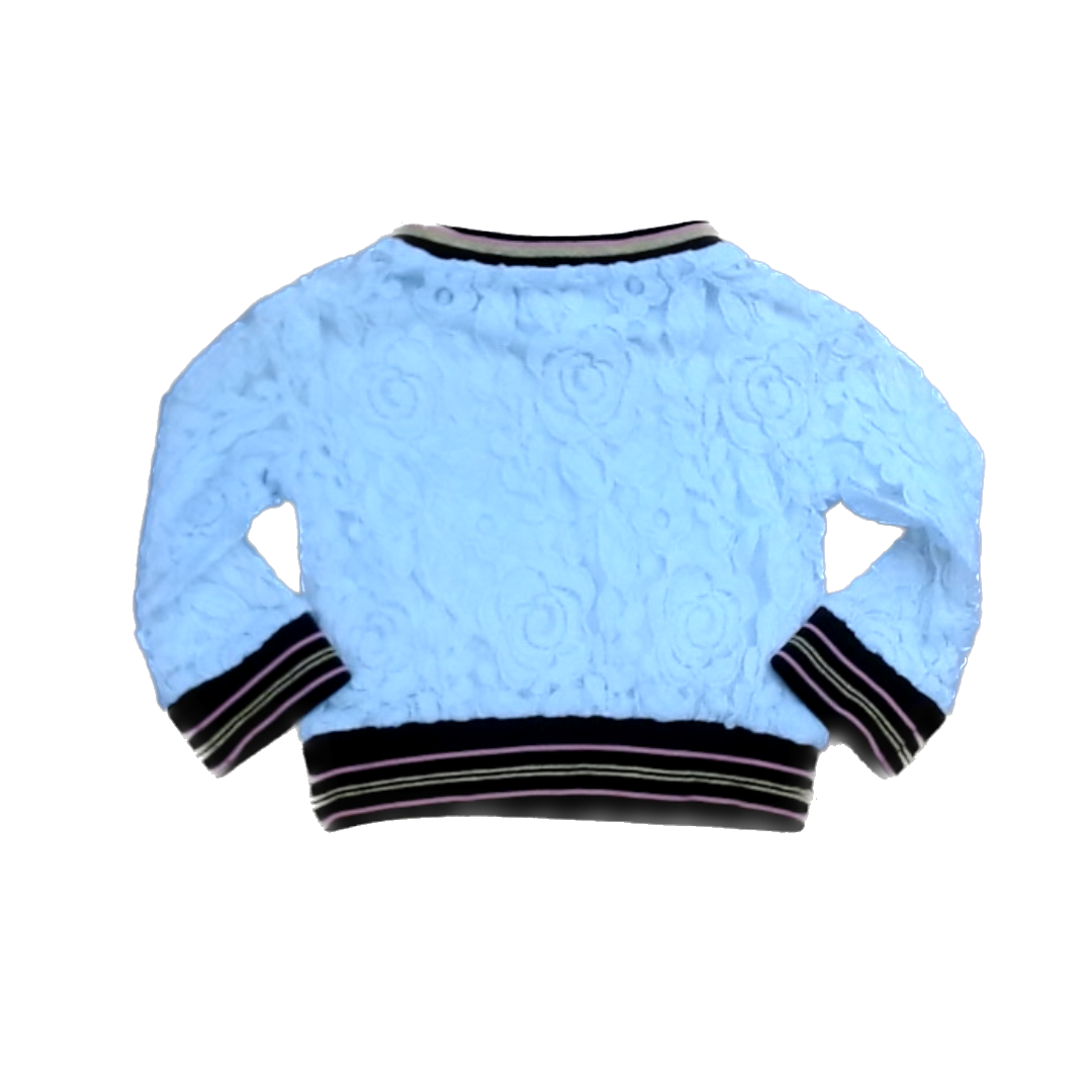 Rockets Of Awesome Girls White Lace | Black Gold pink Edges Sweater Size: 2T-5T White Lace | Black Gold pink Edges