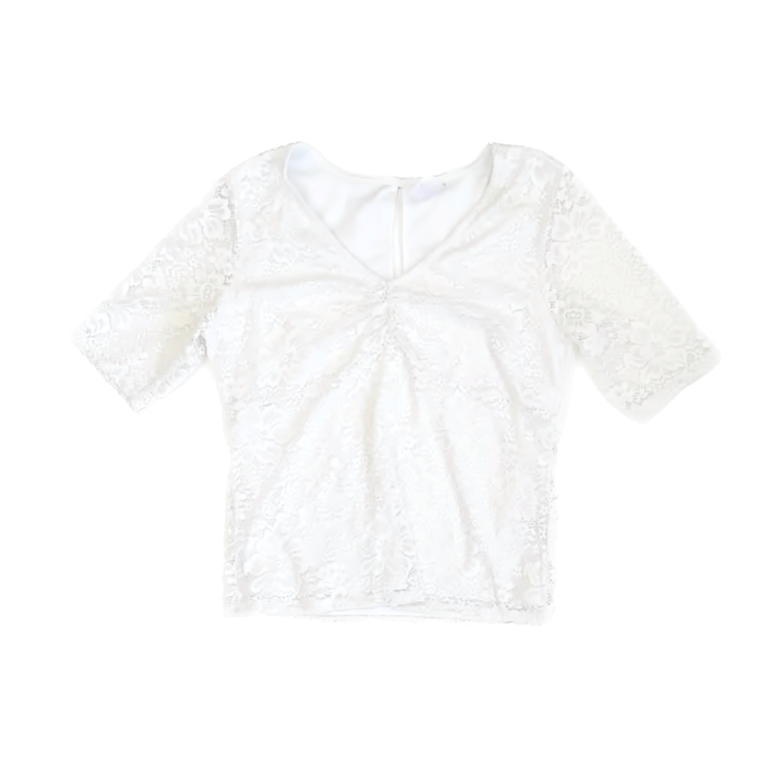 No Boundaries Girls White Lace Blouse Size: M White Lace