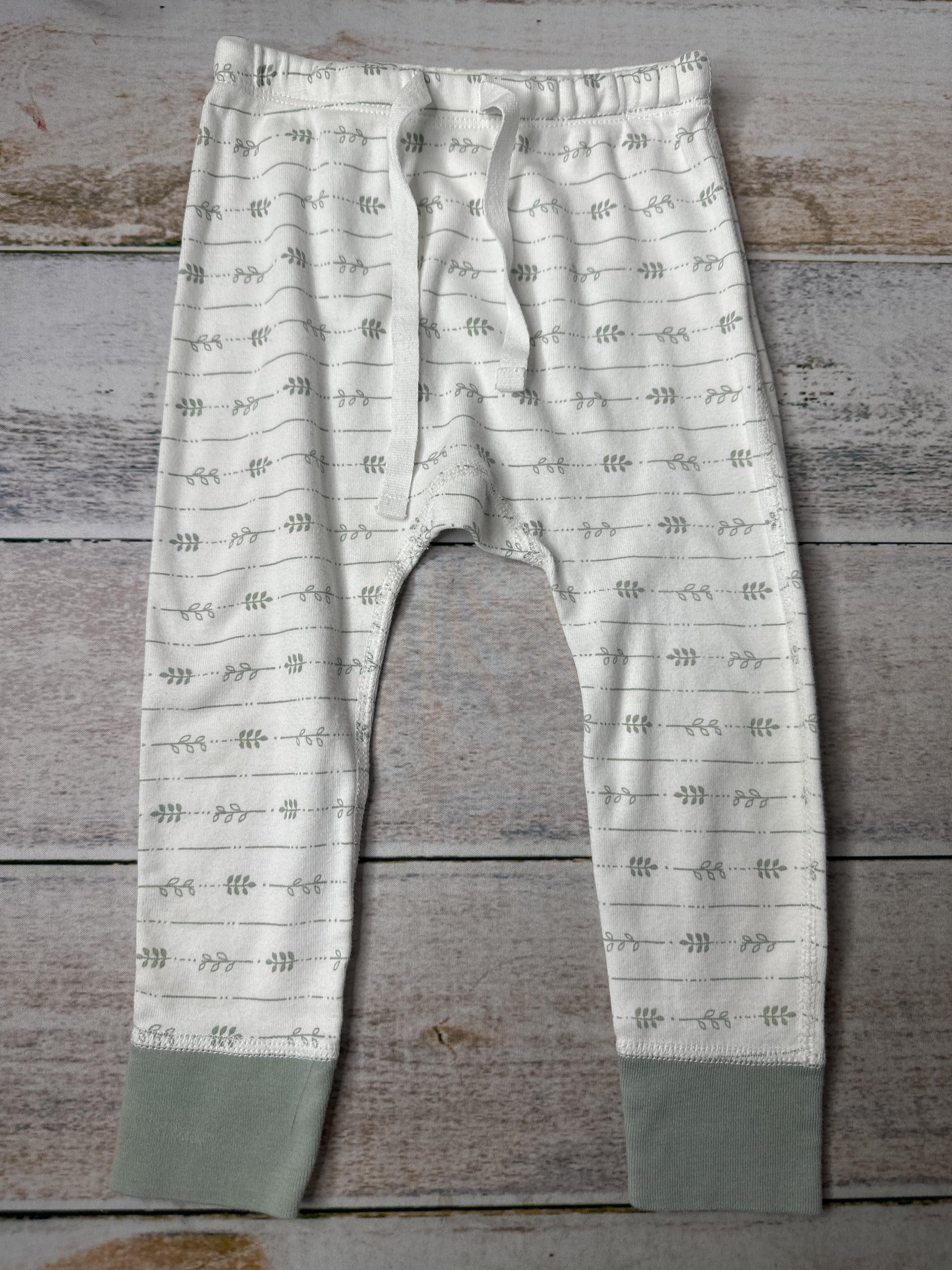 Sapling Unisex White | Leaves Pants Size: 12-18 months White | Leaves