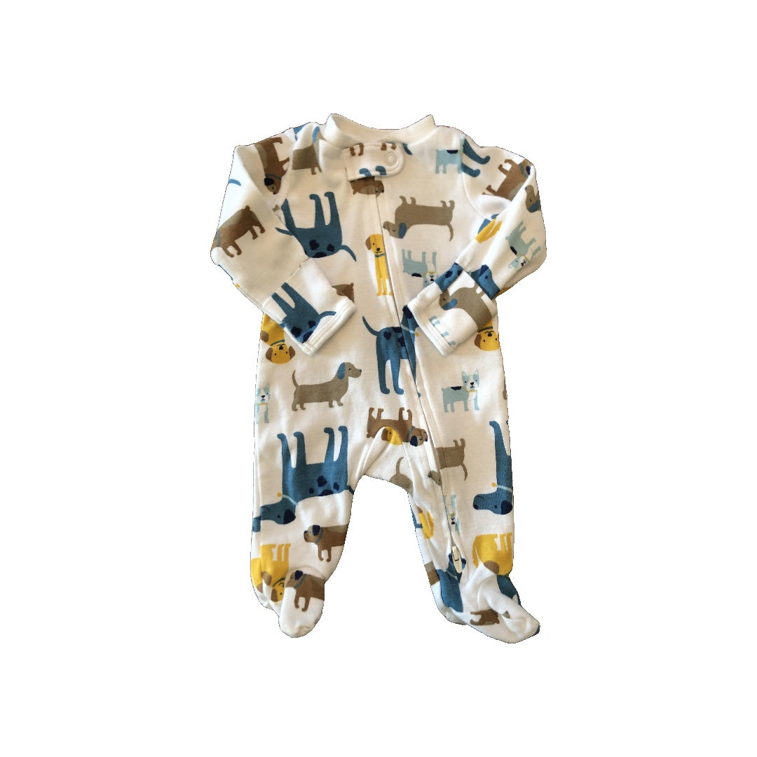 Carters Boys White | Light Blue | Brown | Yellow Pajamas Size: Newborn White | Light Blue | Brown | Yellow