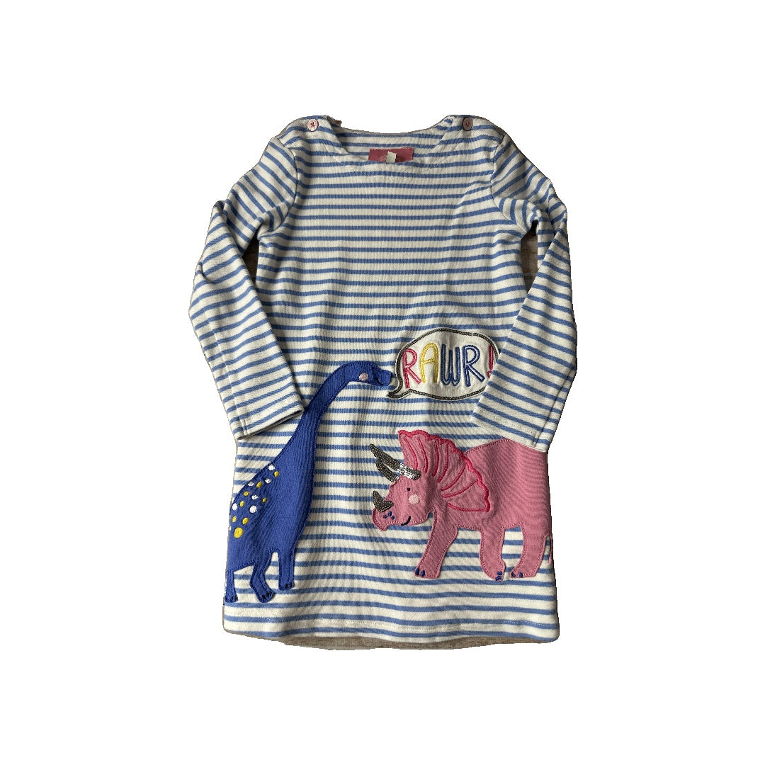 Joules Girls White | Light Blue | Dinosaur Dress Size: 4T White | Light Blue | Dinosaur
