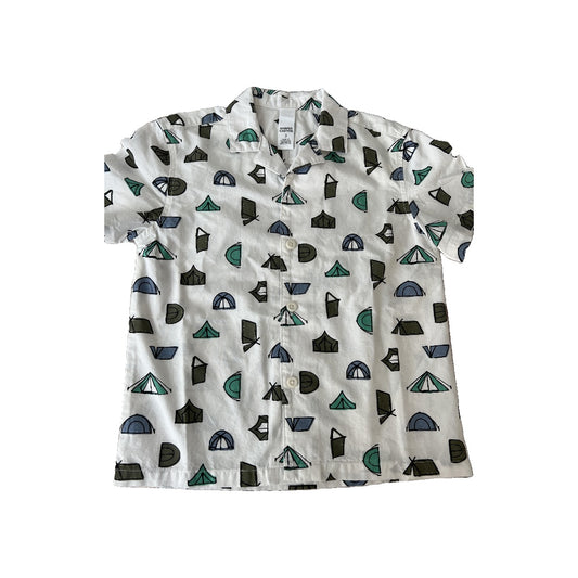 Harper Canyon Boys White | Light Blue | Forest Green | Pattern Button Down Short Sleeve Size: 3T White | Light Blue | Forest Green | Pattern