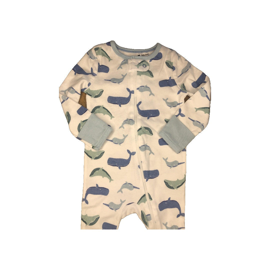 Cloud Island Unisex White | Light Blue | light green | whales Pajamas Size: 6-9 months White | Light Blue | light green | whales