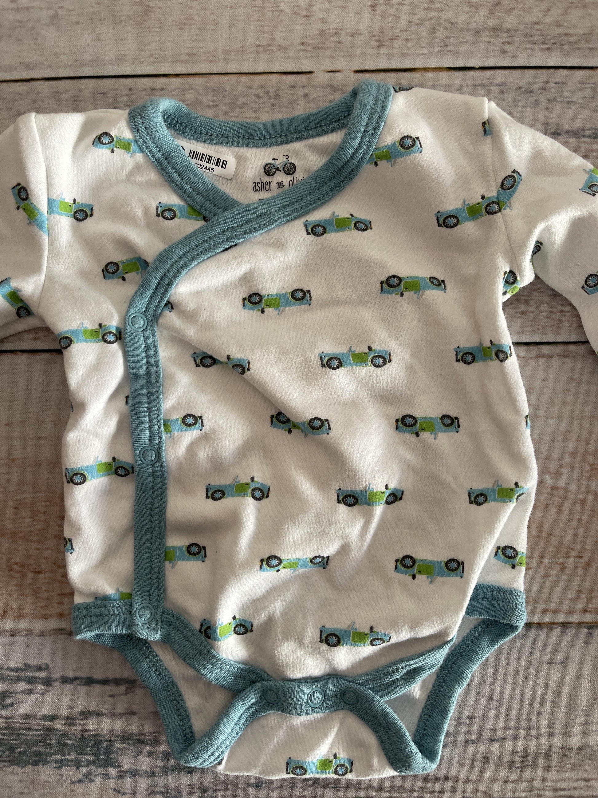 asher and olivia Unisex White | Light Blue | light green Onesie Size: Newborn White | Light Blue | light green