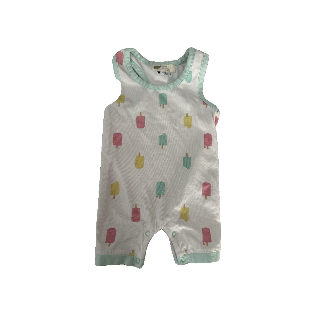 Monica + Andy Unisex White | Light Blue | pink | light green Romper Size: 0-3 months White | Light Blue | pink | light green