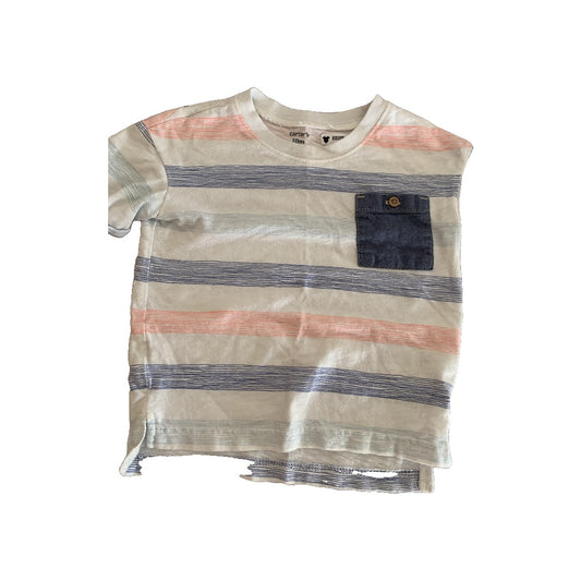 Carters Boys White | Light Blue | pink | Striped T-Shirt Size: 18 months White | Light Blue | pink | Striped