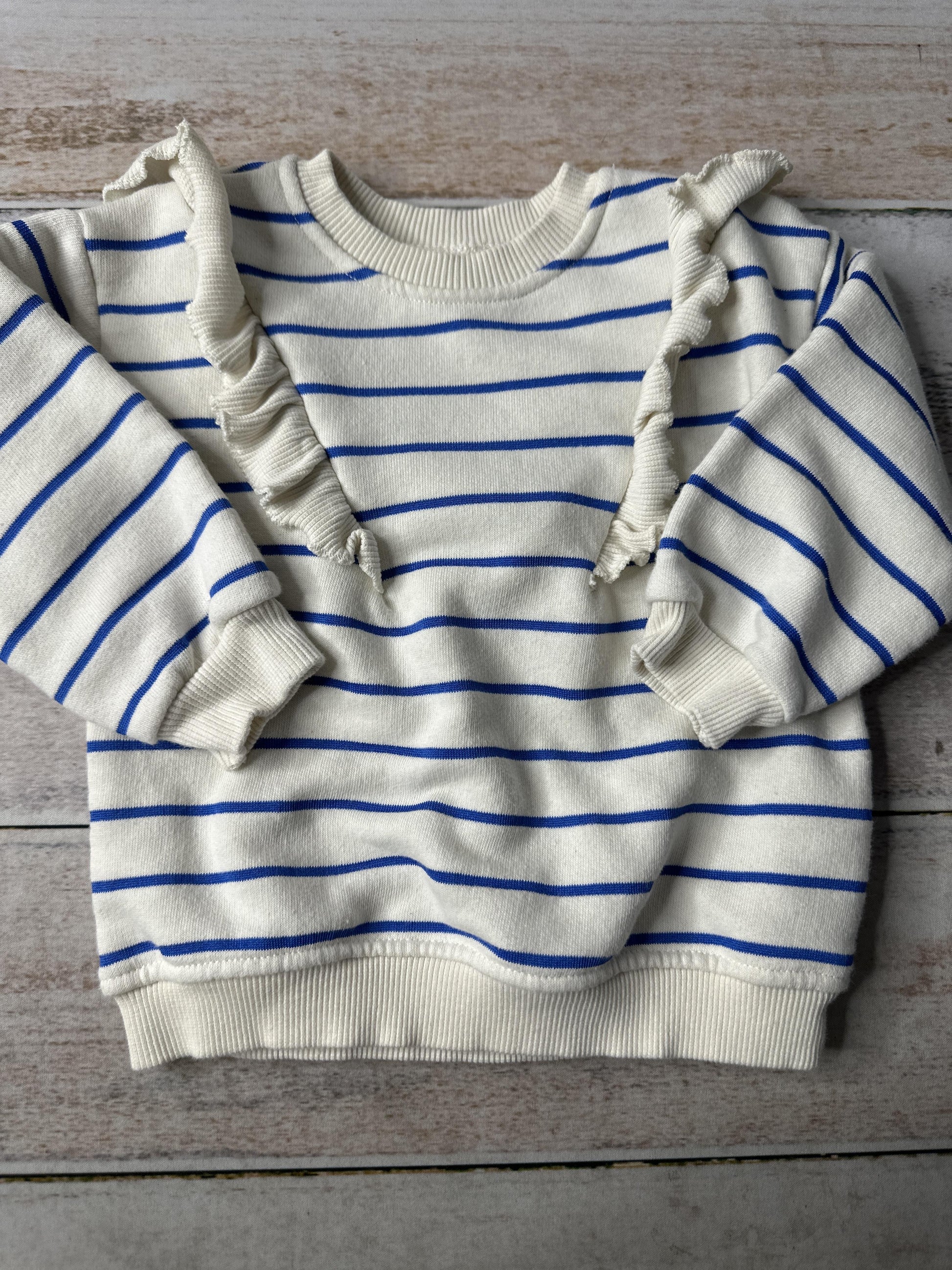 Unisex White | Light Blue | Stripe Sweater Size: 9-12 Months White | Light Blue | Stripe