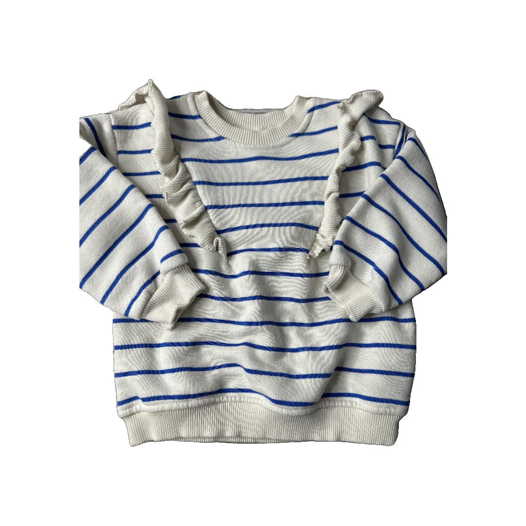 Unisex White | Light Blue | Stripe Sweater Size: 9-12 Months White | Light Blue | Stripe