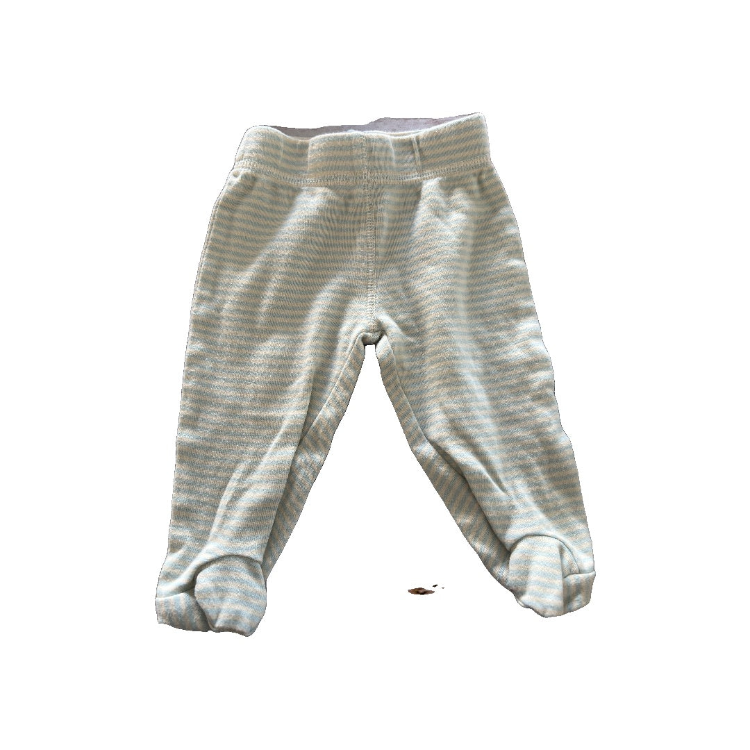 Oliver & Rain Boys White | Light Blue | Striped Pants Size: 3 months White | Light Blue | Striped