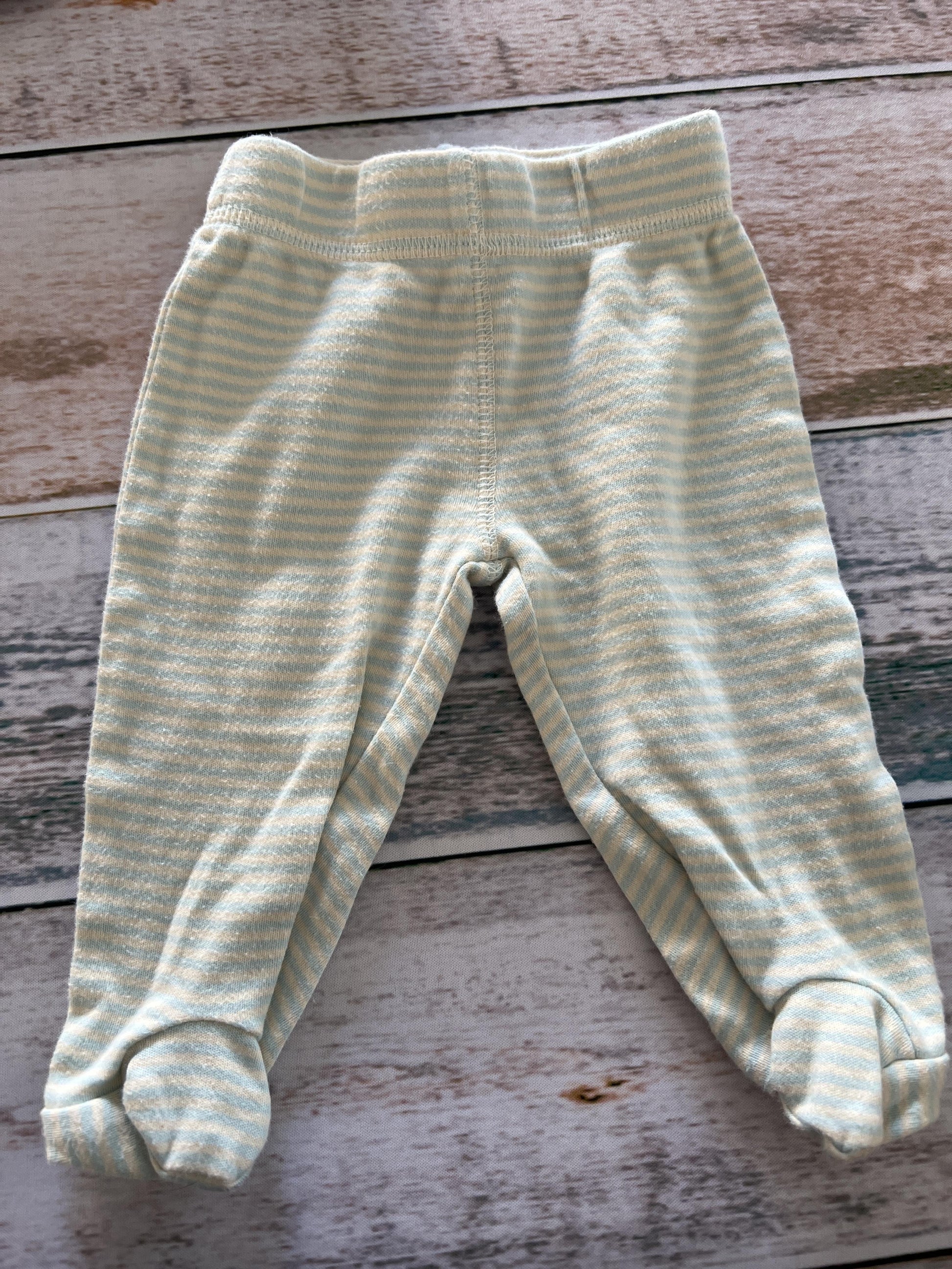 Oliver & Rain Boys White | Light Blue | Striped Pants Size: 3 months White | Light Blue | Striped