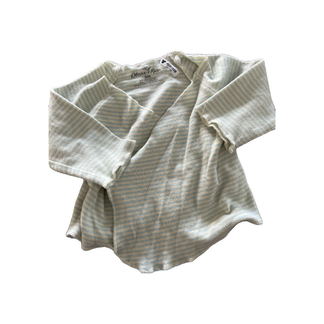Oliver & Rain Unisex White | Light Blue | Striped Shirt Size: 3 months White | Light Blue | Striped