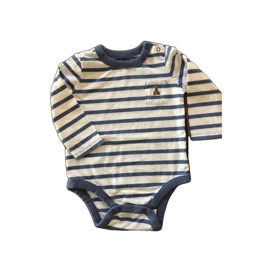 Gap Boys White | Light Blue | Striped Long Sleeve Outfit Size: 6-12 months White | Light Blue | Striped