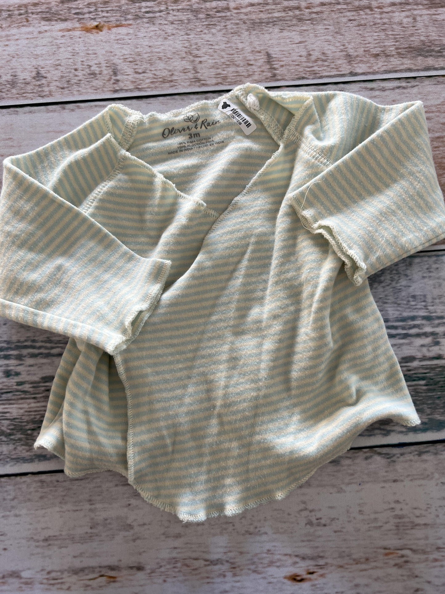 Oliver & Rain Unisex White | Light Blue | Striped Shirt Size: 3 months White | Light Blue | Striped
