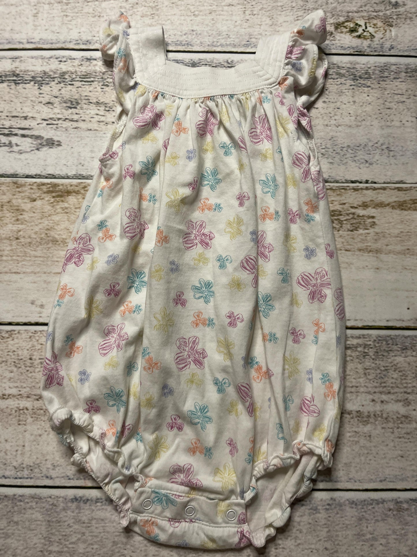 Feather Baby Girls White | Light Blue | Yellow | orange Romper Size: 9-12 Months White | Light Blue | Yellow | orange