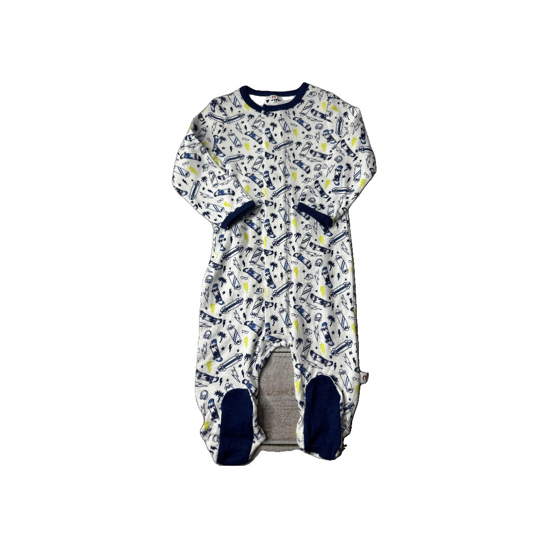Easy = Magnetic Close Boys White | Light Blue | Yellow Pajamas Size: 6-9 months White | Light Blue | Yellow