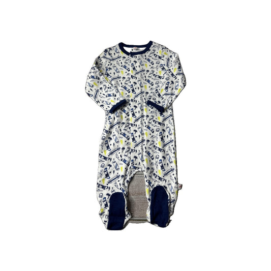 Easy = Magnetic Close Boys White | Light Blue | Yellow Pajamas Size: 6-9 months White | Light Blue | Yellow