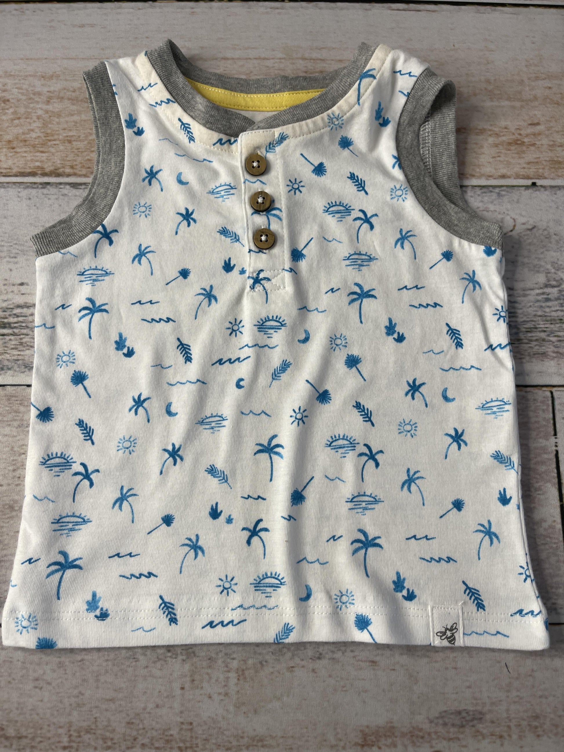 Burt's Bees Unisex White | Light Blue Tank Top Size: 6-9 months White | Light Blue
