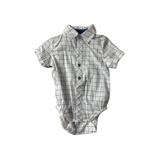 Cat & Jack Boys White | Light Blue Button Down Short Sleeve Size: 12 months White | Light Blue