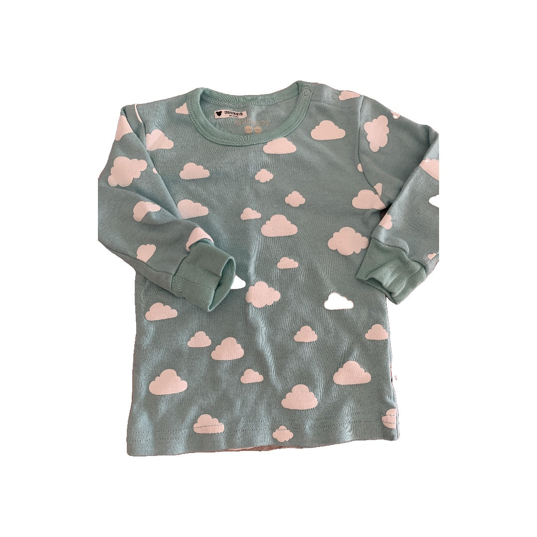 Babysoy Unisex White | Light Blue Pajamas Size: 6-12 months White | Light Blue